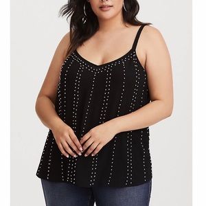 Torrid NWT Beaded Black Crinkle Swing Cami Size 5